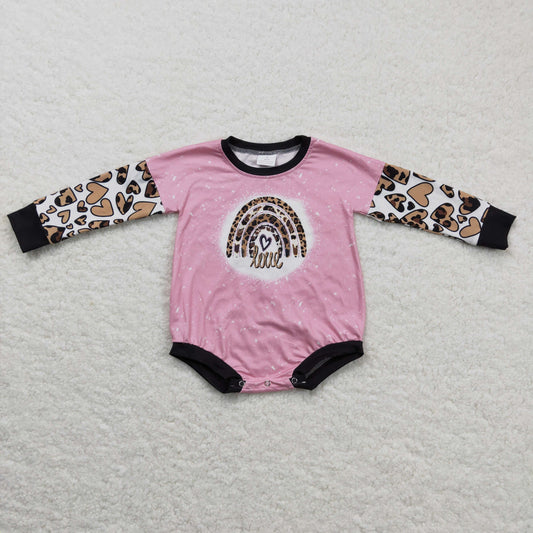 Baby girls leopard heart print romper    LR0220