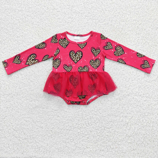 Baby girls heart print tulle romper   LR0253