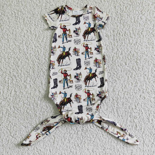 New born baby gown western print  NB0005