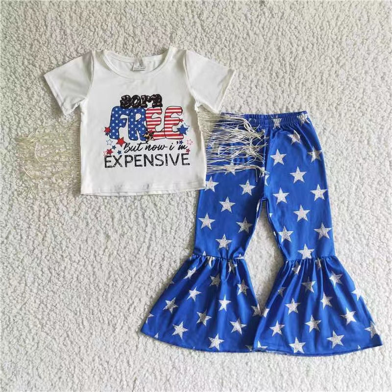 Short sleeve bell bottom pants July 4th outfits  NC0002