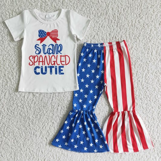 Short sleeve bell bottom pants outfits  NC0006