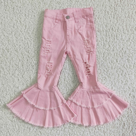 Pink denim bell bottom jeans  P0005