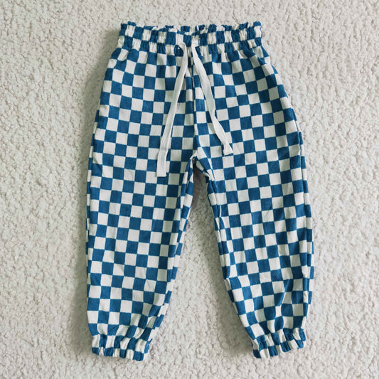 Kids cotton checkerboard print pants P0018