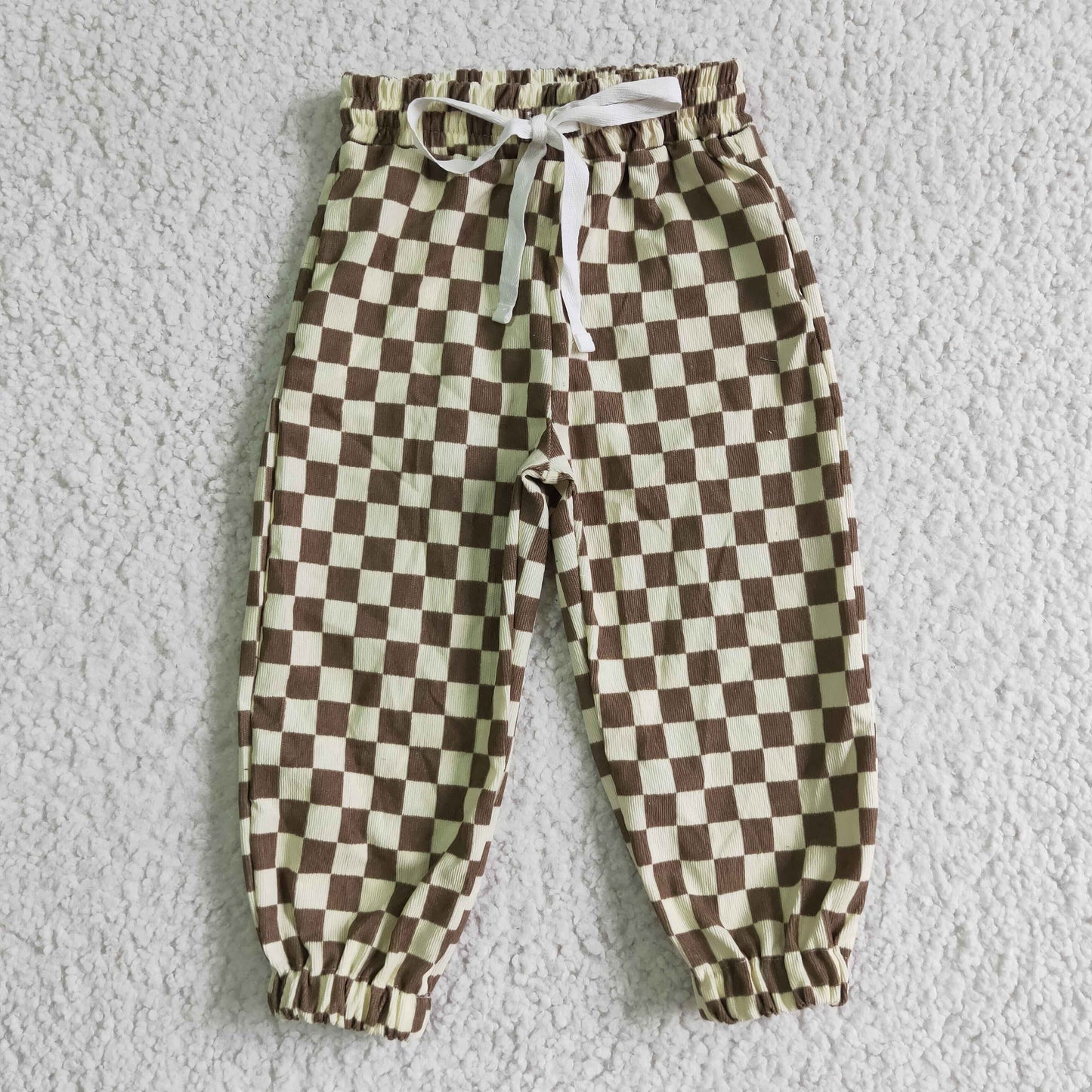 Kids cotton checkerboard print pants  P0021