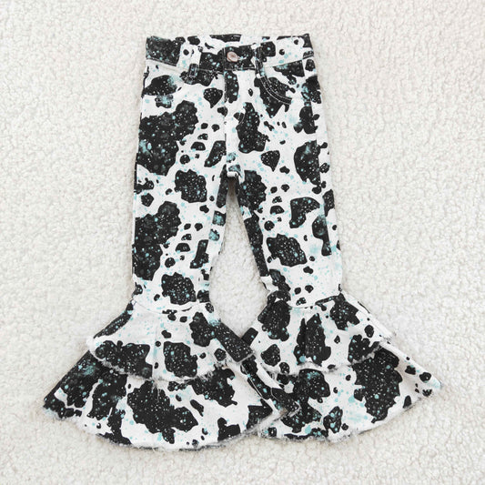 Bell bottom cow print jeans  P0031