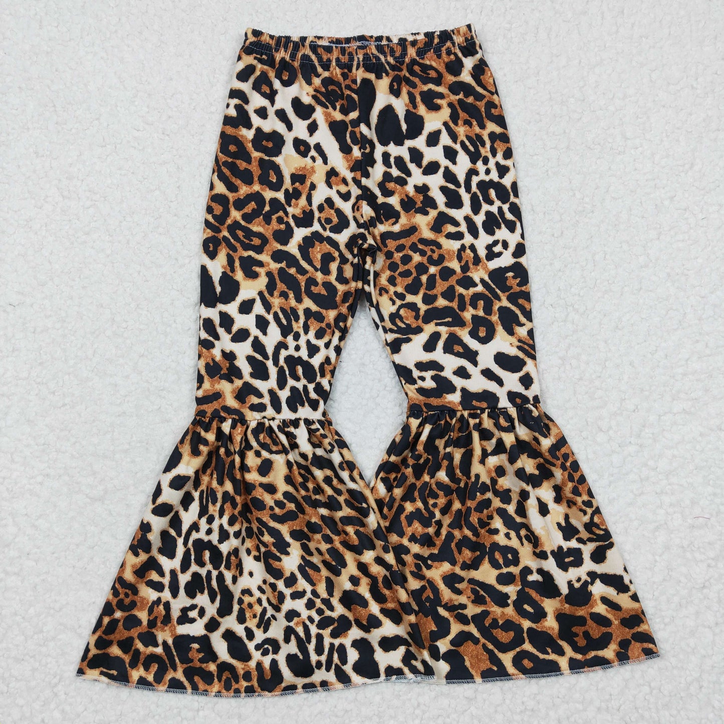 Girls leopard print bell bottom pants   P0042