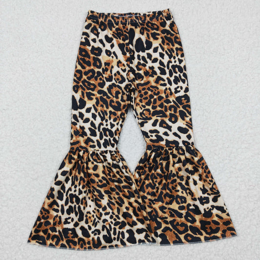 Girls leopard print bell bottom pants   P0042