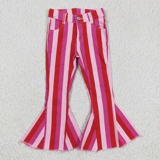 Bell bottom stripes print Valentine's Day jeans  P0043