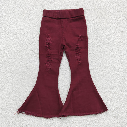 Bell bottom wine red jeans      P0047