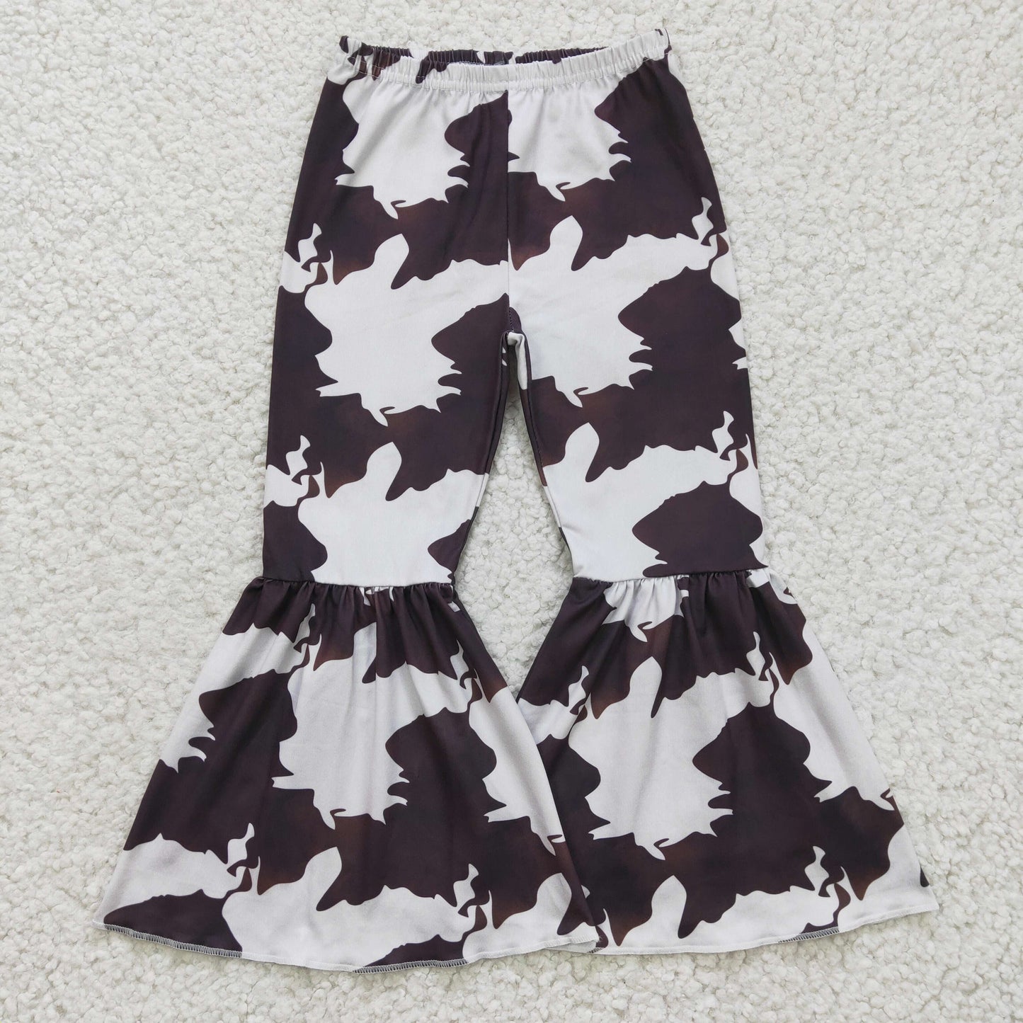 Girls western cow print bell pants   P0056