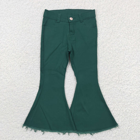 Baby Girls Green Color Denim Bell Bottom Jeans P0073