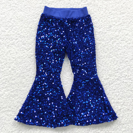 Sequined blue sparking bell bottom pants  P0077