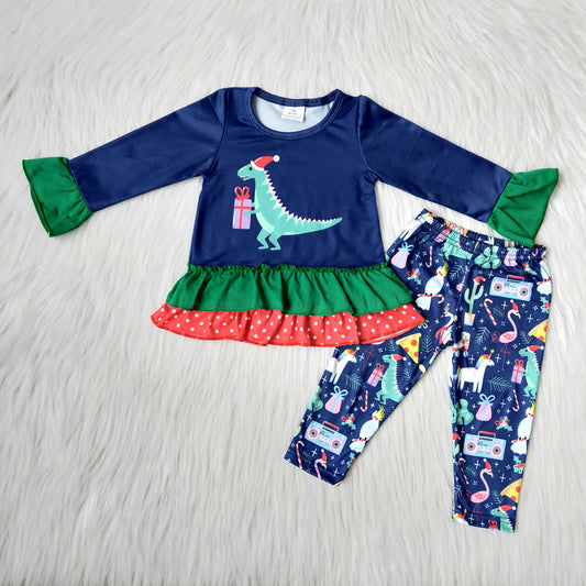 (Promotion) 6 B10-21 Dinosaur Legging Pants Girls Christmas Outfits