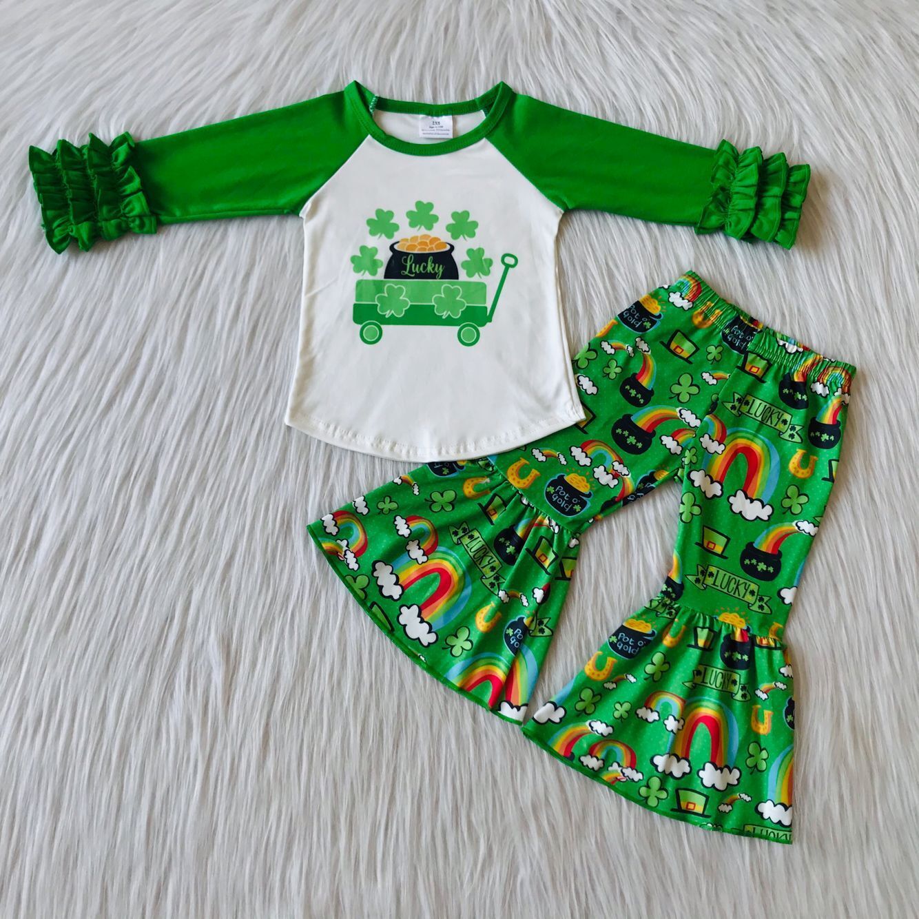 Long sleeve bell bottom pants St. Patrick Days' outfits
