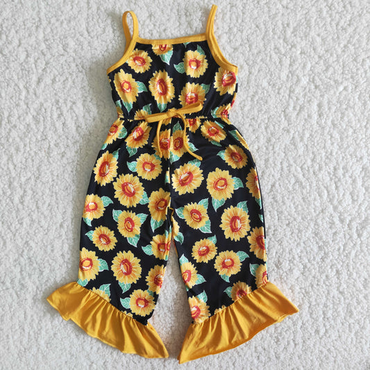 Girls summer sunflower print jumpsuit   B14-22