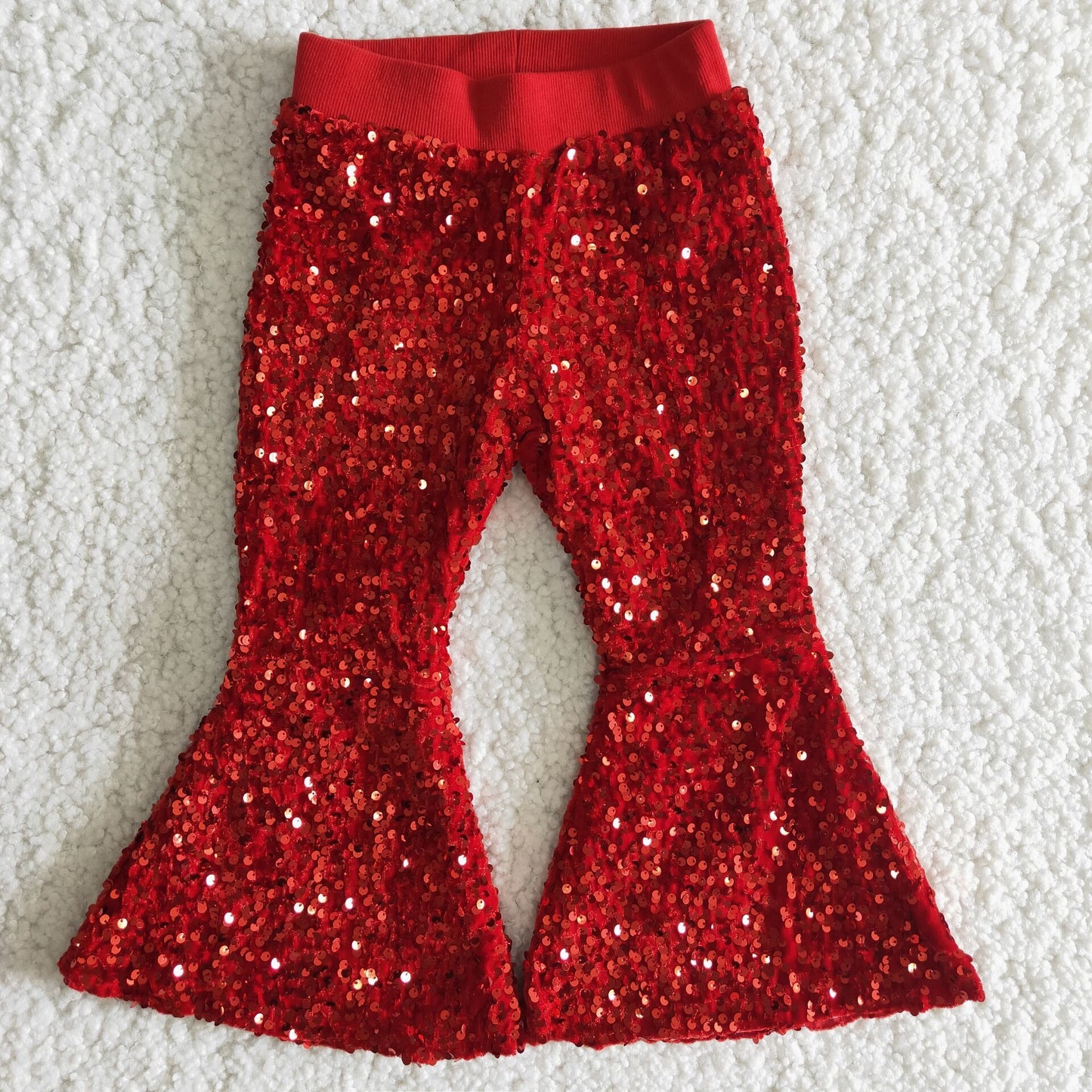 Red sequined bell bottom pants  B4-11