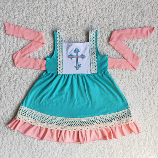 Sleeveless Easter cotton embroideried dress