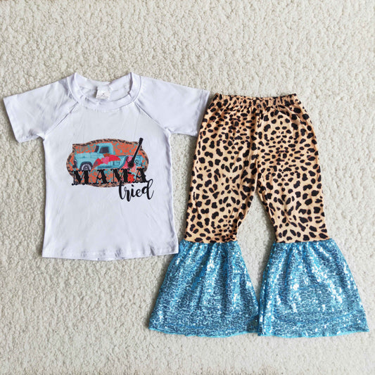 Short sleeve bell bottom sequin ruffle pants outfits