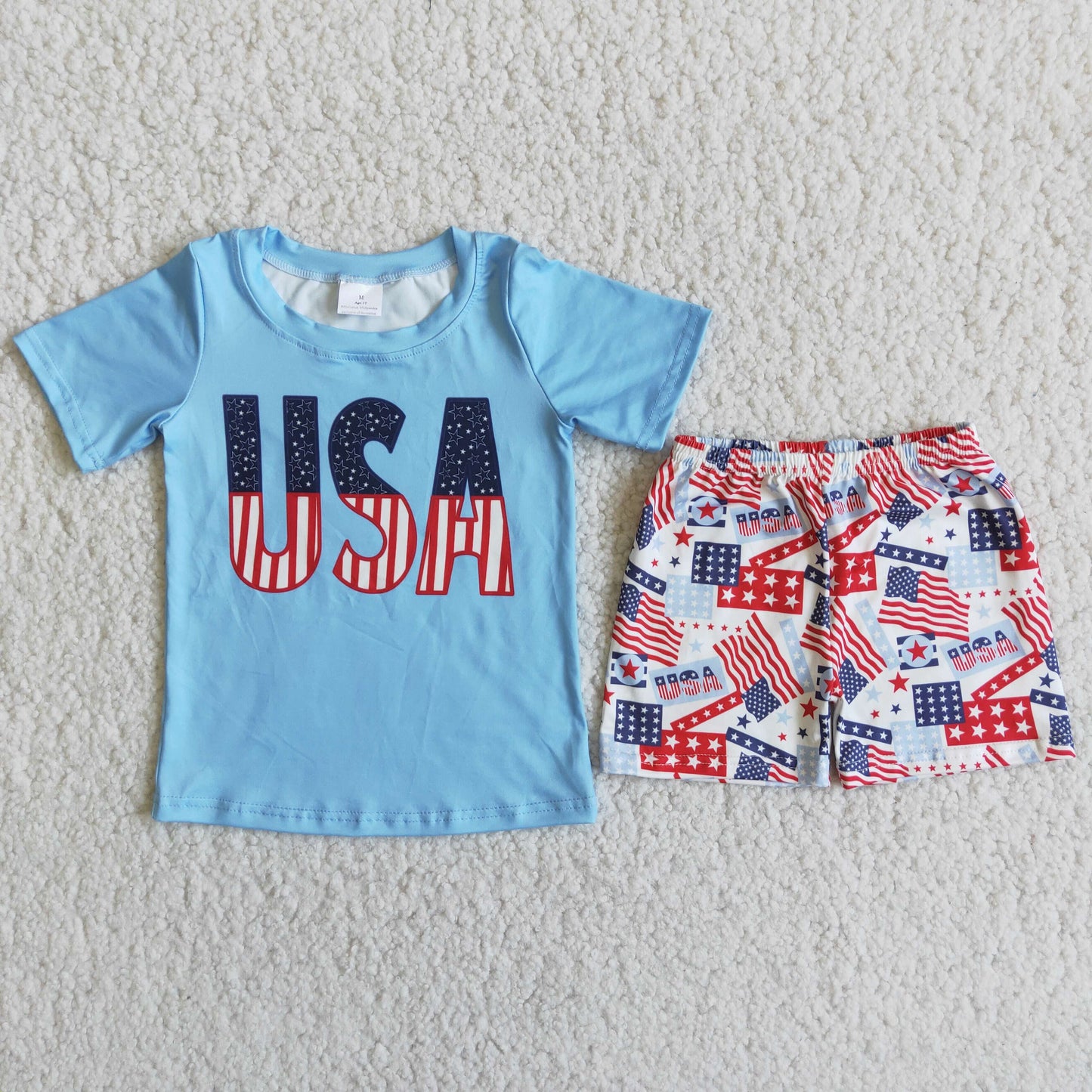 Boys summer short sleeve 4th of July outfits D11-19