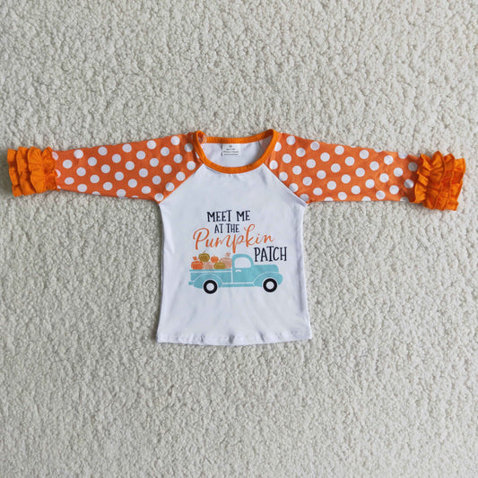 (Promotion) Long sleeve girls pumpkin truck tee shirts top  6 B6-31