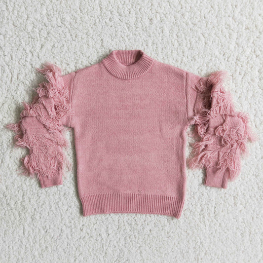 (Promotion) Baby girls pink tassels sweater   6 B10-39