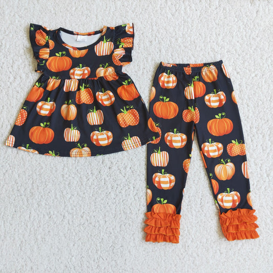 (Promotion) C10-21 Flutter sleeve tunic legging pants pumpkin outfits