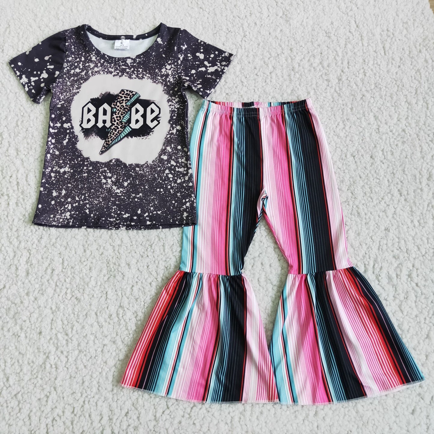 (Promotion)Short sleeve bell bottom pants outfits       D3-13