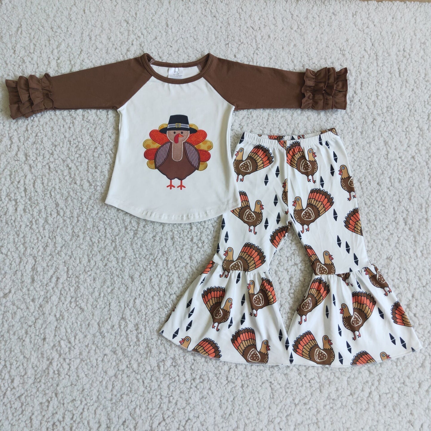 (Promotion) 6 A23-19 Turkey print girls Thanksgiving outfits