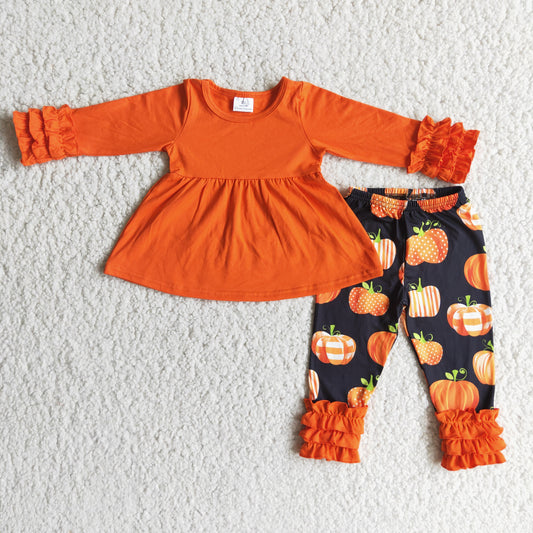 (Promotion) Orange tunic cotton top pumpkin legging pants outfits   6 A21-12