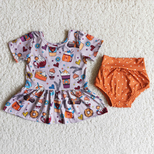 Short sleeve shirt bummie pumpkin outfits    	 A5-4