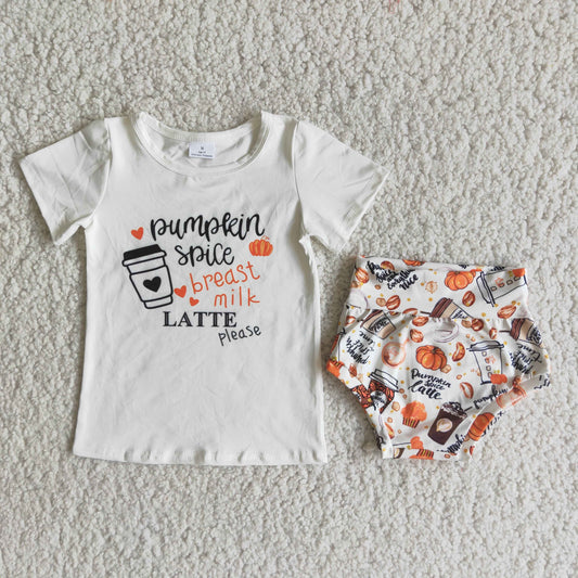 Short sleeve shirt bummie pumpkin outfits   B8-9