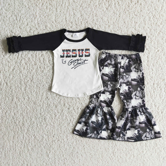 (Promotion)6 A16-13 Black Jesus Bell Pants Girls Outfits