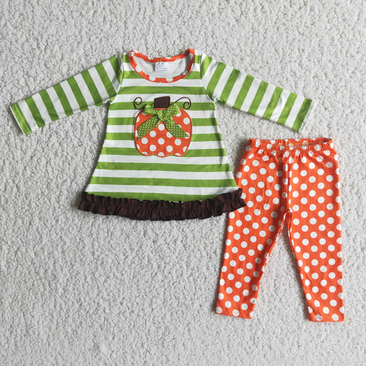 (Promotion) 6 B4-3 Long sleeve legging pants pumpkin embroideried outfits