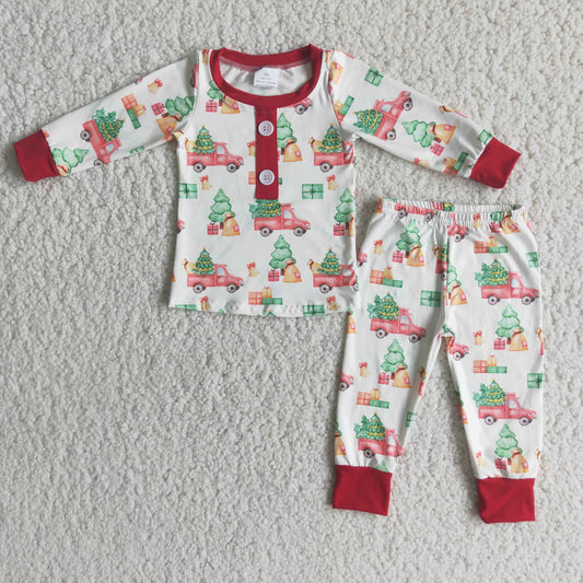 (Promotion) Boys long sleeved pajamas Christmas outfits  6 A15-20