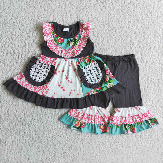 Baby Girls Sleeveless Pockets Tunic Bell Pants Clothing Sets