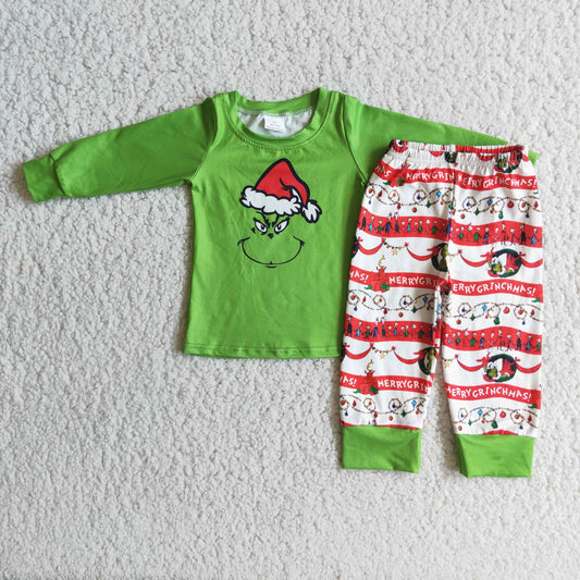 (Promotion) 6 A14-19 Christmas Frog Boys Green Top Outfits