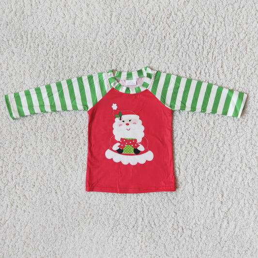 (Promotion) 6 A32-1 Raglan Sleeve Santa Christmas Tee Shirts Top