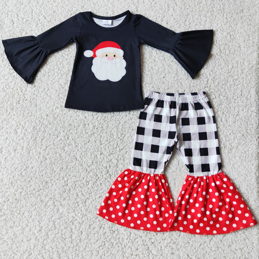 Long sleeve bell bottom pants Christmas outfits    6 A8-14