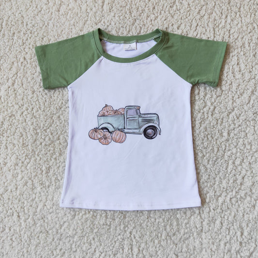 (Promotion)Short sleeve kids pumpkin truck Tee shirts top    A15-13