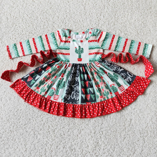 (Promotion)6 A8-20 Cactus Christmas Twirl Knee Length Dress
