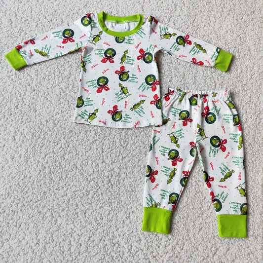 (Promotion)6 B4-20Boys long sleeved pajamas Christmas outfits