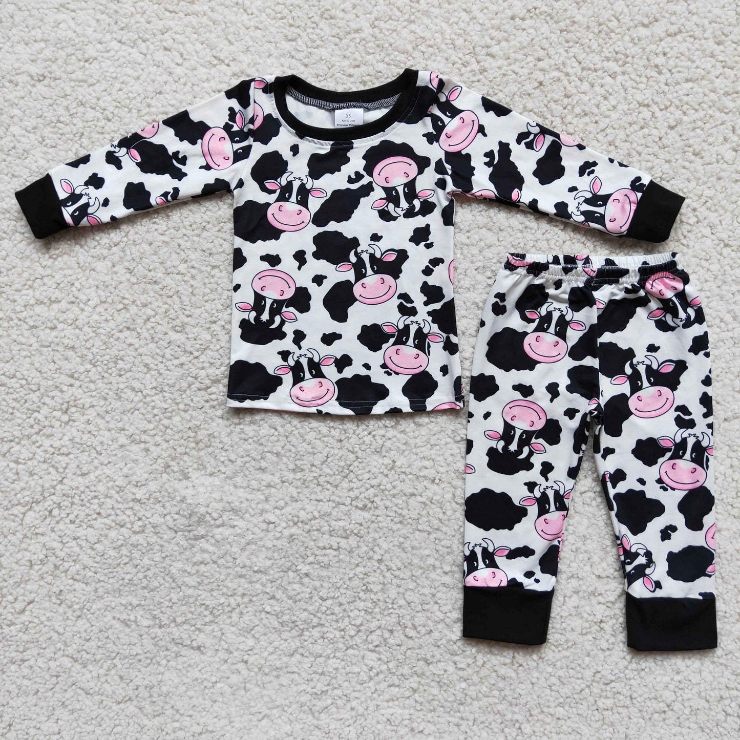 (Promotion) 6 A7-1 Cute Cow Print Girls Pajamas Clothe Sets