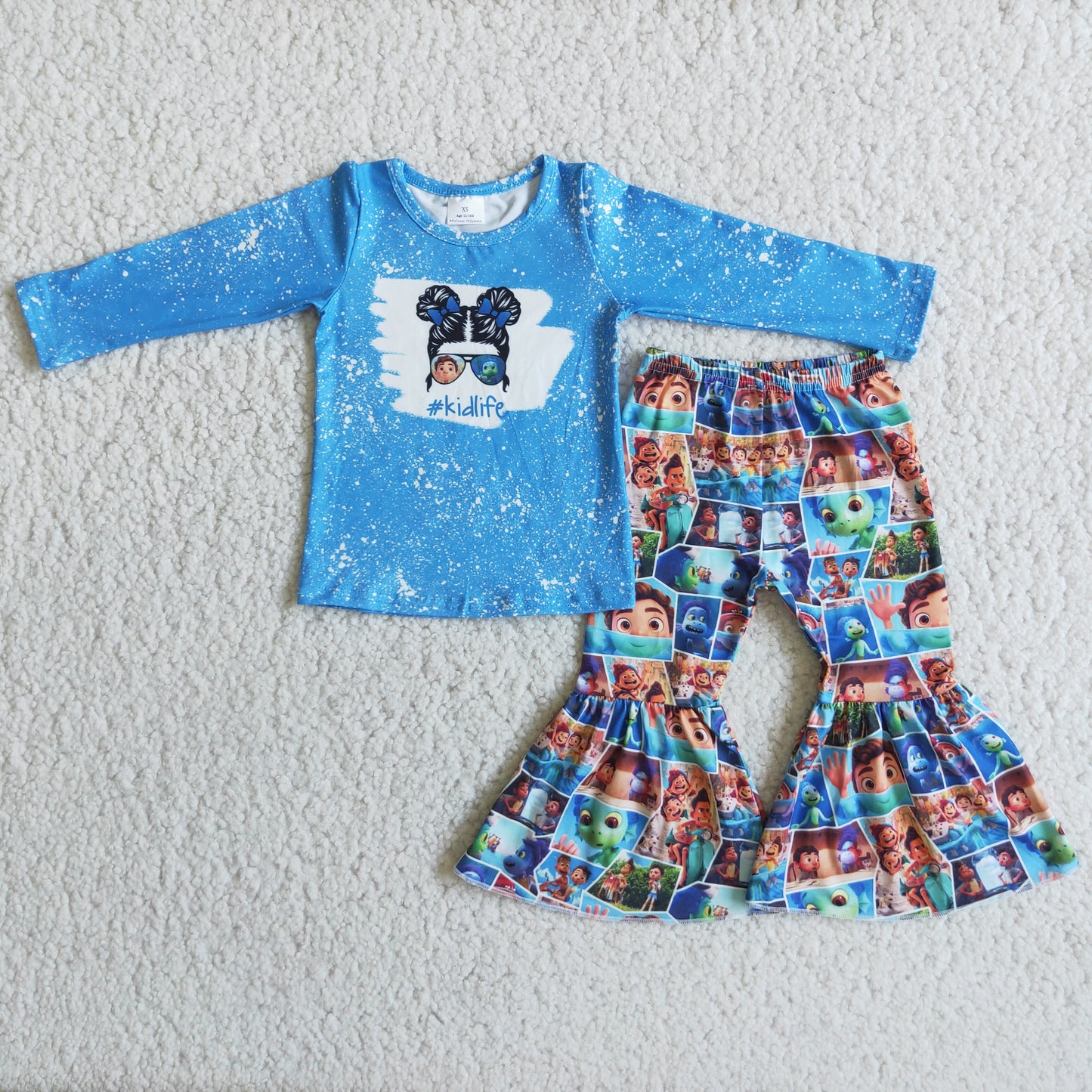 (Promotion) 6 A7-3 Kidlife cartoon fish movie print bell bottom pants outfits