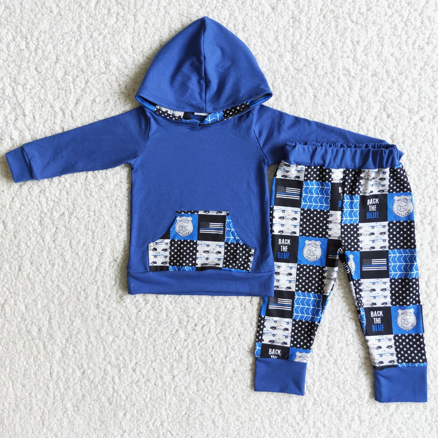 (Promotion)6 A5-11 Blue Flag Hooded Top Boy's Outfits