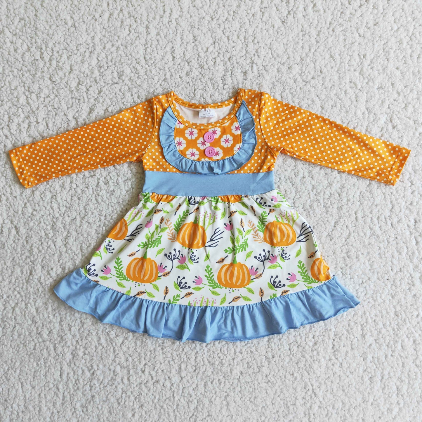 (Promotion) 6 A12-30 Long sleeve tunic pumpkin dress