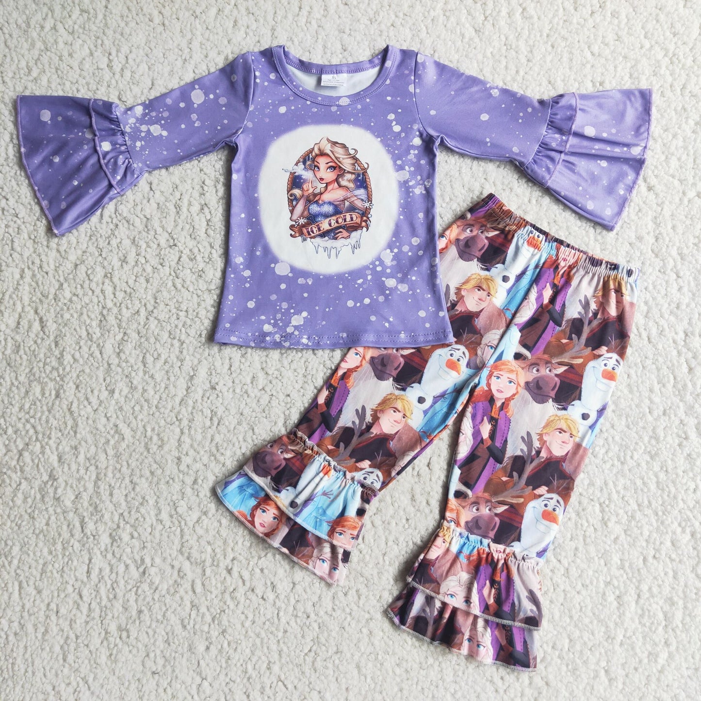 (Promotion) Girls cartoon print ruffles pants outfits 6 C9-38