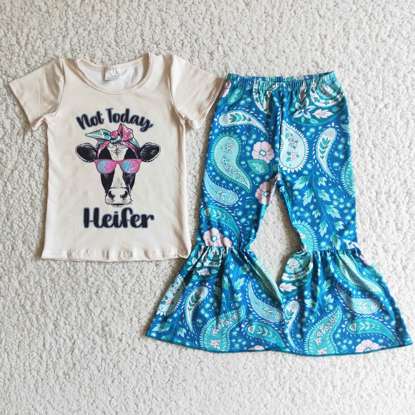 (Promotion)Girls heifer print western outfits   E4-19