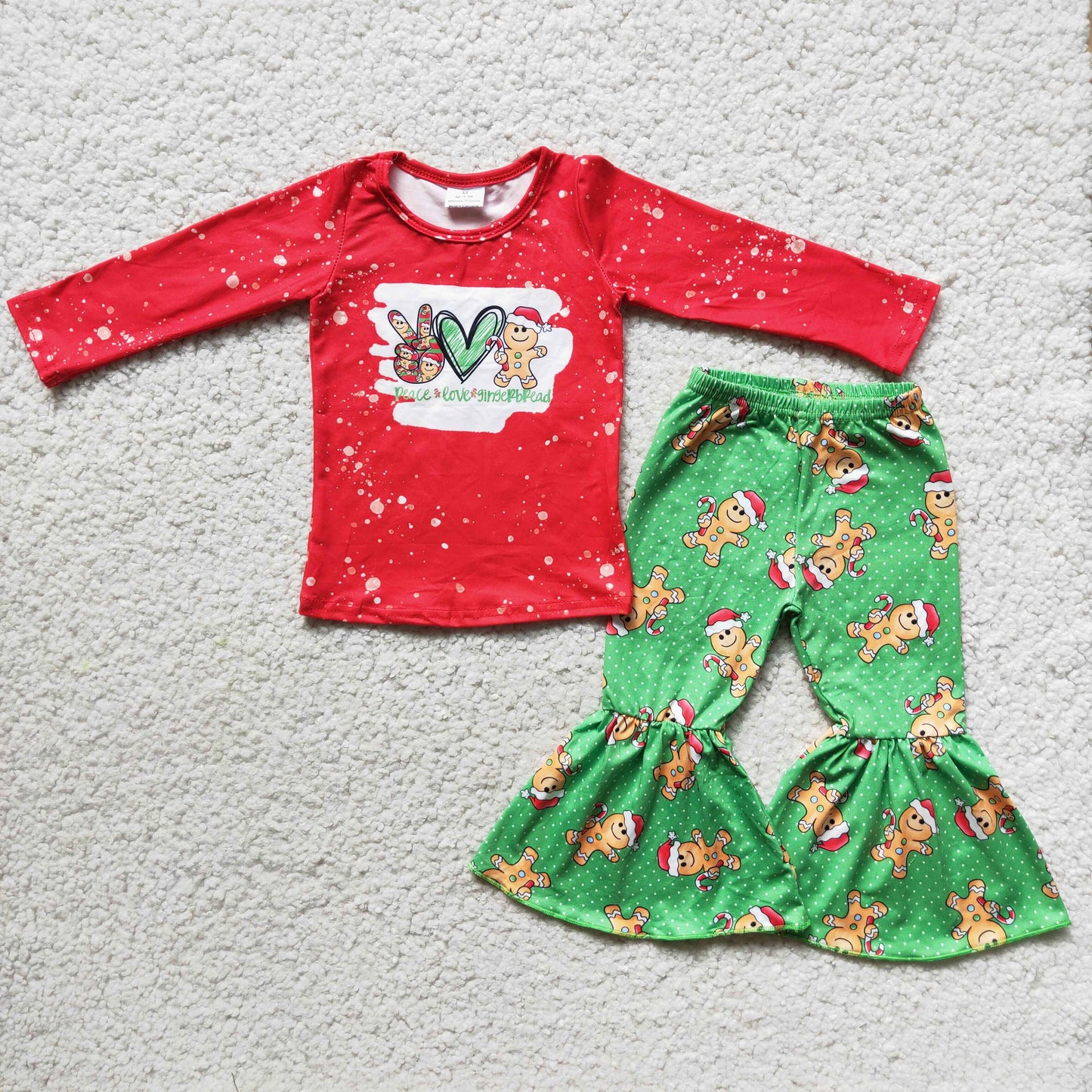 (Promotion) 6 C10-29 Peace Love Gingersnap Girls Bell Pants Christmas Outfits