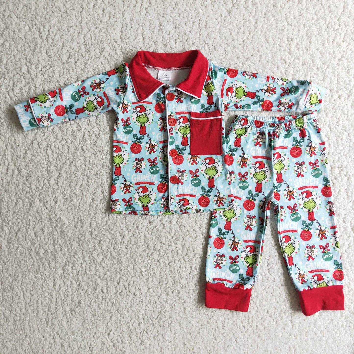 Boys long sleeve Christmas pajamas   6 C11-17