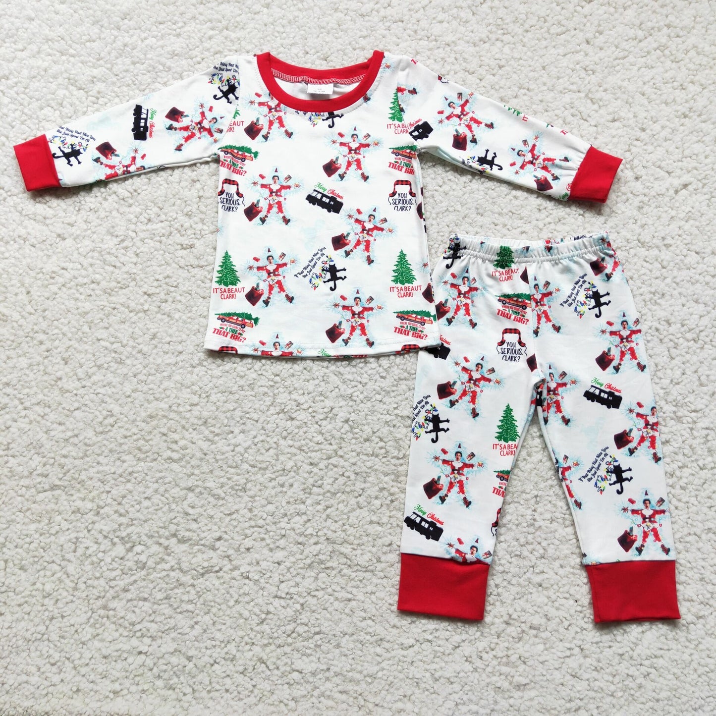 (Promotion)Boys long sleeved pajamas Christmas outfits   6 C11-16